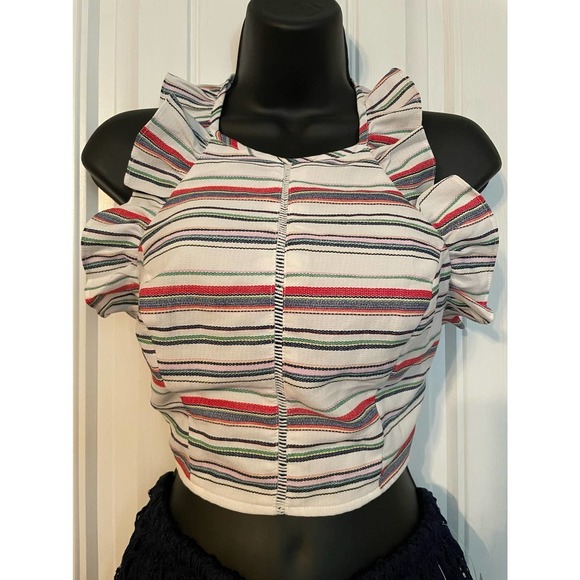 L’ATISTE Striped Ruffle Top MED - Picture 1 of 5